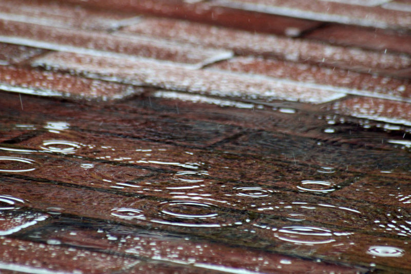 红砖路面上的雨点|人行道,地面,水坑,砖块,雨滴-海量高质量免版权图片素材-设计师素材-摄影图片-mitapix-美塔图像