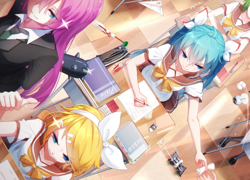 白叶,Vocaloid,Megpoid Gumi,Hatsune Miku,Megurine Luka,Kagamine Rin,动漫女孩,艺术品,教室,学校制服,壁纸/手机壁纸|Hatsune Miku,kagamine rin,Megpoid Gumi,Megurine Luka,Vocaloid,动漫女孩,学校制服,教室,白叶,艺术品-海量免费高质量壁纸|墙纸|手机壁纸|电脑壁纸|wallpaper|动漫|卡通|二次元|真人|风景壁纸库-美塔壁纸