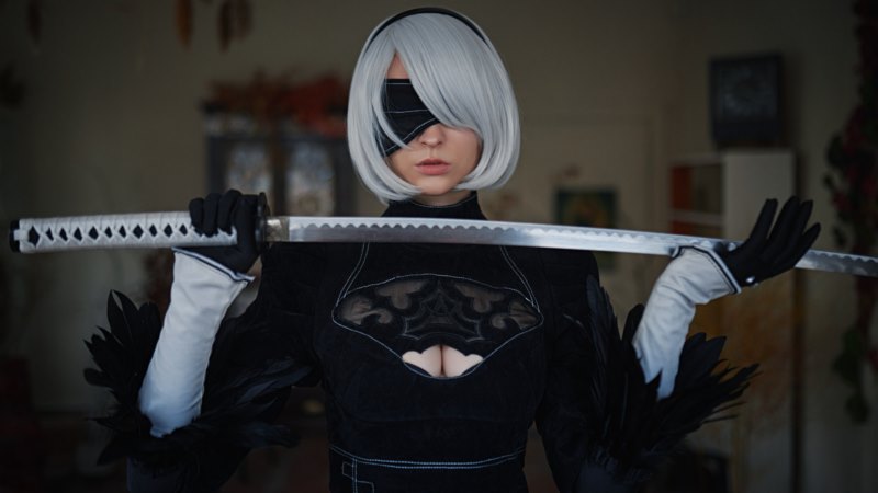 Sergey Zhirnov,女性,Cosplay,2B（Nier：Automata）,短发,覆盖的眼睛,尼尔：自动机,银色头发,黑色衣服,武器,katana,在室内,壁纸/手机壁纸|2B（Nier：Automata）,cosplay,katana,Sergey Zhirnov,在室内,女性,尼尔：自动机,武器,短发,覆盖的眼睛,银色头发,黑色衣服-海量免费高质量壁纸|墙纸|手机壁纸|电脑壁纸|wallpaper|动漫|卡通|二次元|真人|风景壁纸库-美塔壁纸