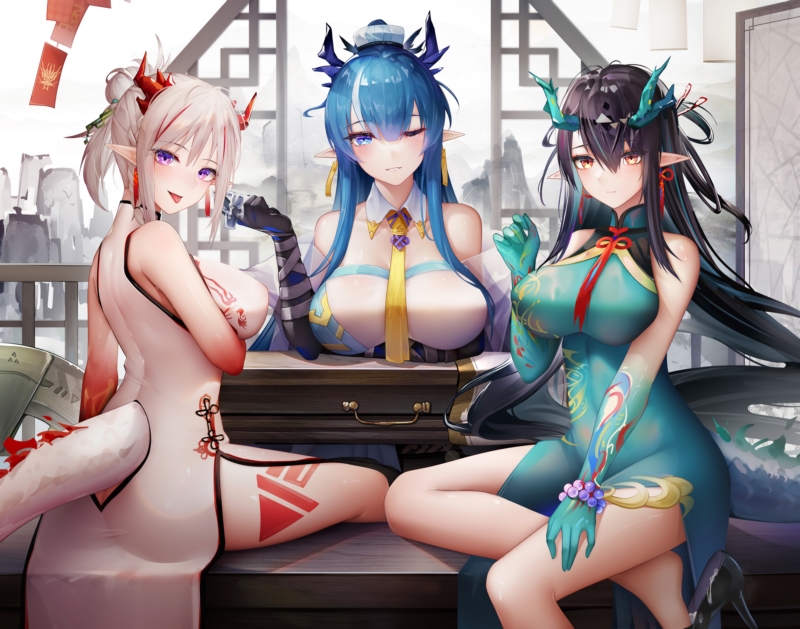 妇女三重奏,尖耳,黑发,蓝色头发,坐,看观众,舌头,arknights,黄昏（arknights）,nian（arknights）,动漫女孩,动漫,连衣裙,领带,壁纸/手机壁纸|arknights,nian（arknights）,动漫,动漫女孩,坐,妇女三重奏,尖耳,看观众,舌头,蓝色头发,连衣裙,领带,黄昏（arknights）,黑发-海量免费高质量壁纸|墙纸|手机壁纸|电脑壁纸|wallpaper|动漫|卡通|二次元|真人|风景壁纸库-美塔壁纸