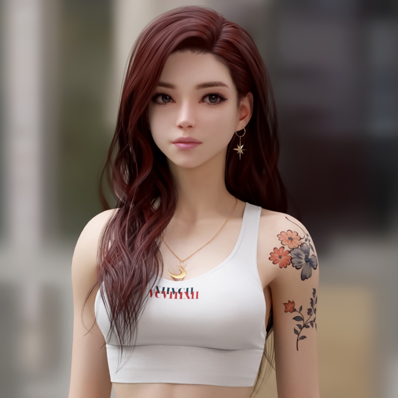 Shin Jeongho,女性,红发,长发,看,CGI,CGI,Tank Top,白色服装,项链,纹身,景深,肖像,壁纸/手机壁纸|CGI,Shin Jeongho,Tank Top,女性,景深,白色服装,看,红发,纹身,肖像,长发,项链-海量免费高质量壁纸|墙纸|手机壁纸|电脑壁纸|wallpaper|动漫|卡通|二次元|真人|风景壁纸库-美塔壁纸